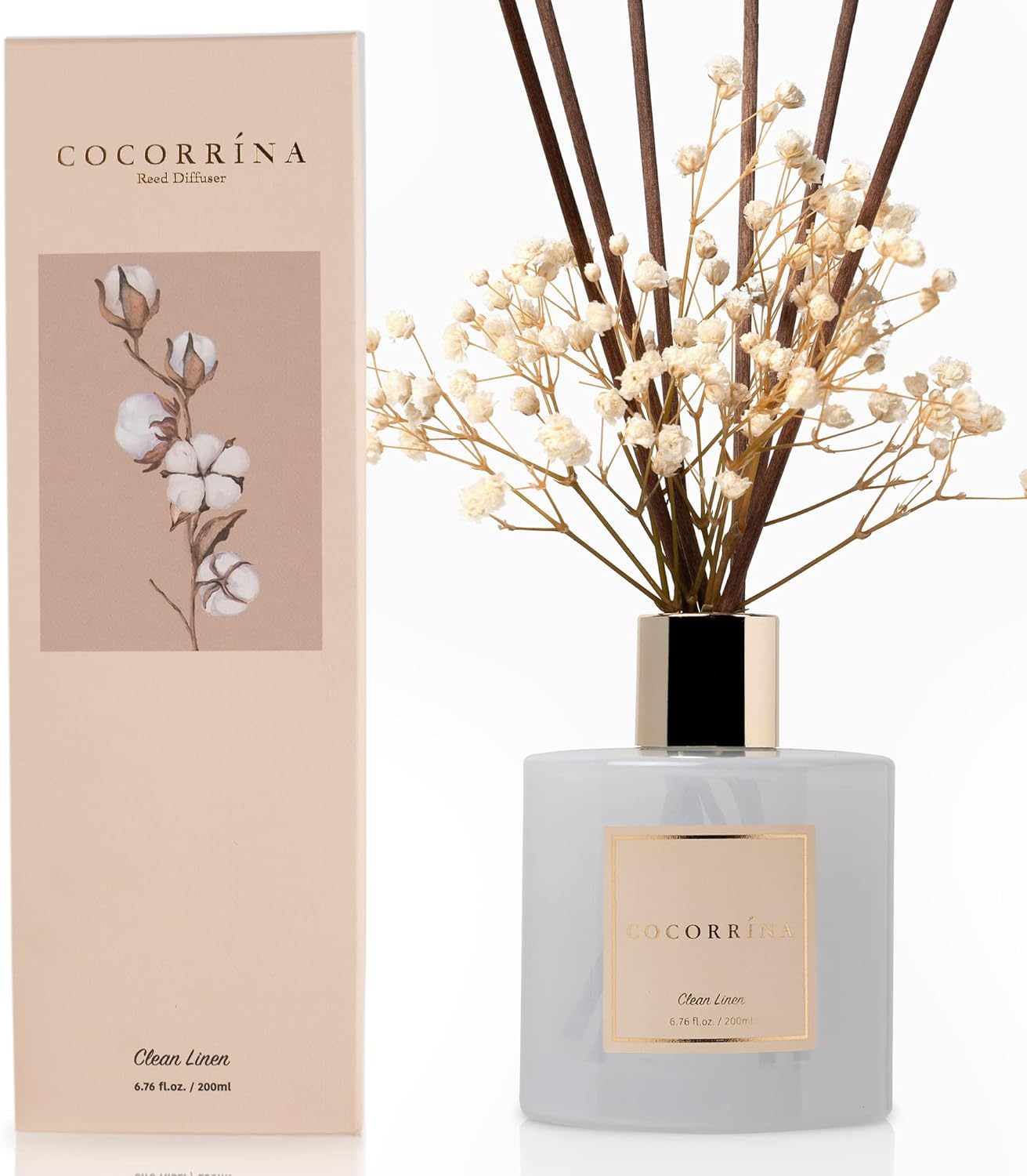 Home Fragrance Linen - Cocorrína Reed Diffuser Set, Clean Linen